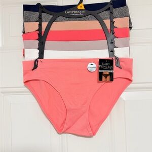 Lady Princess Women's Seamless Bikini Panties - Coral (7-Pack)